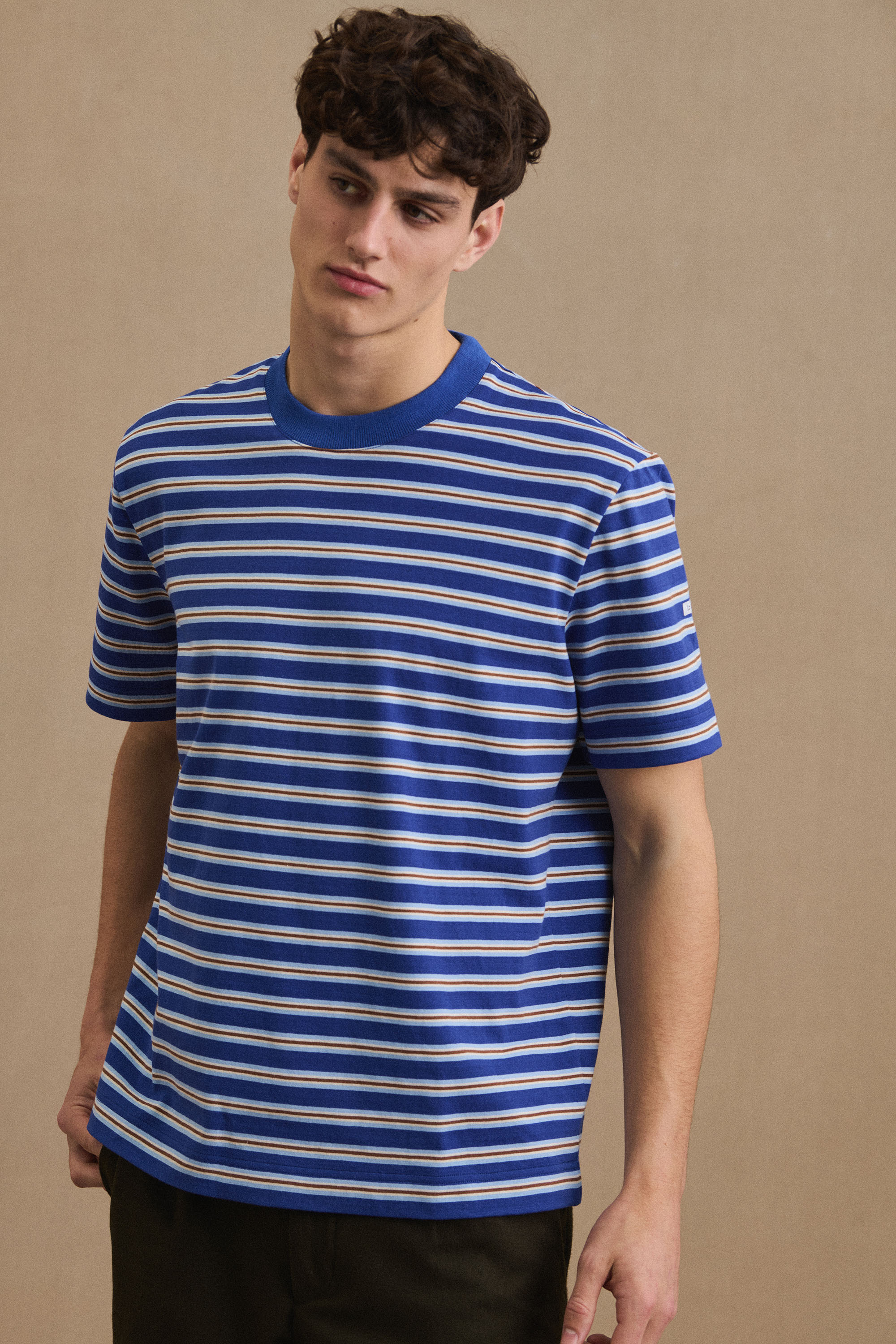 Levi's - T-shirt décontracté rayé avec petit logo au centre - Blanc