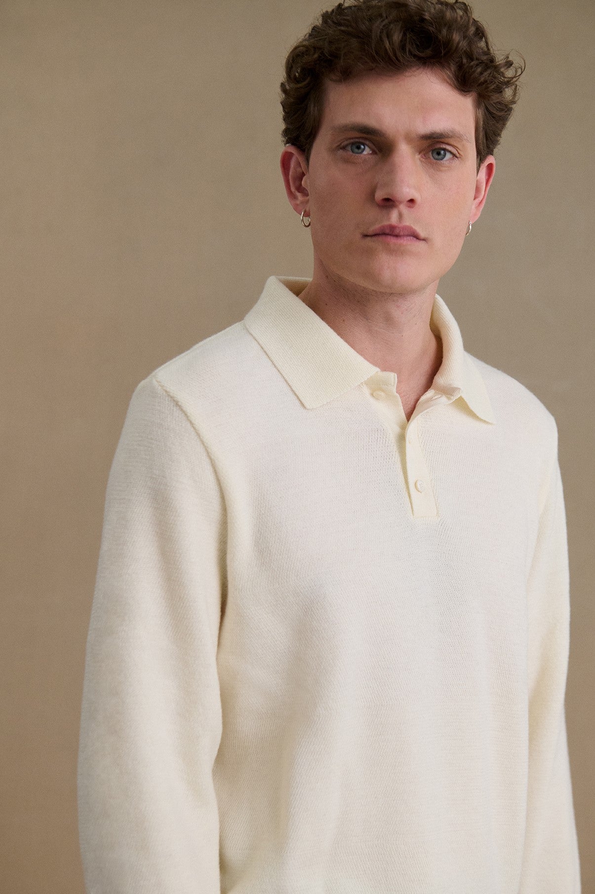 トップス le minor POLO Polo Ange en laine mérinos écru pour homme | Le Minor
