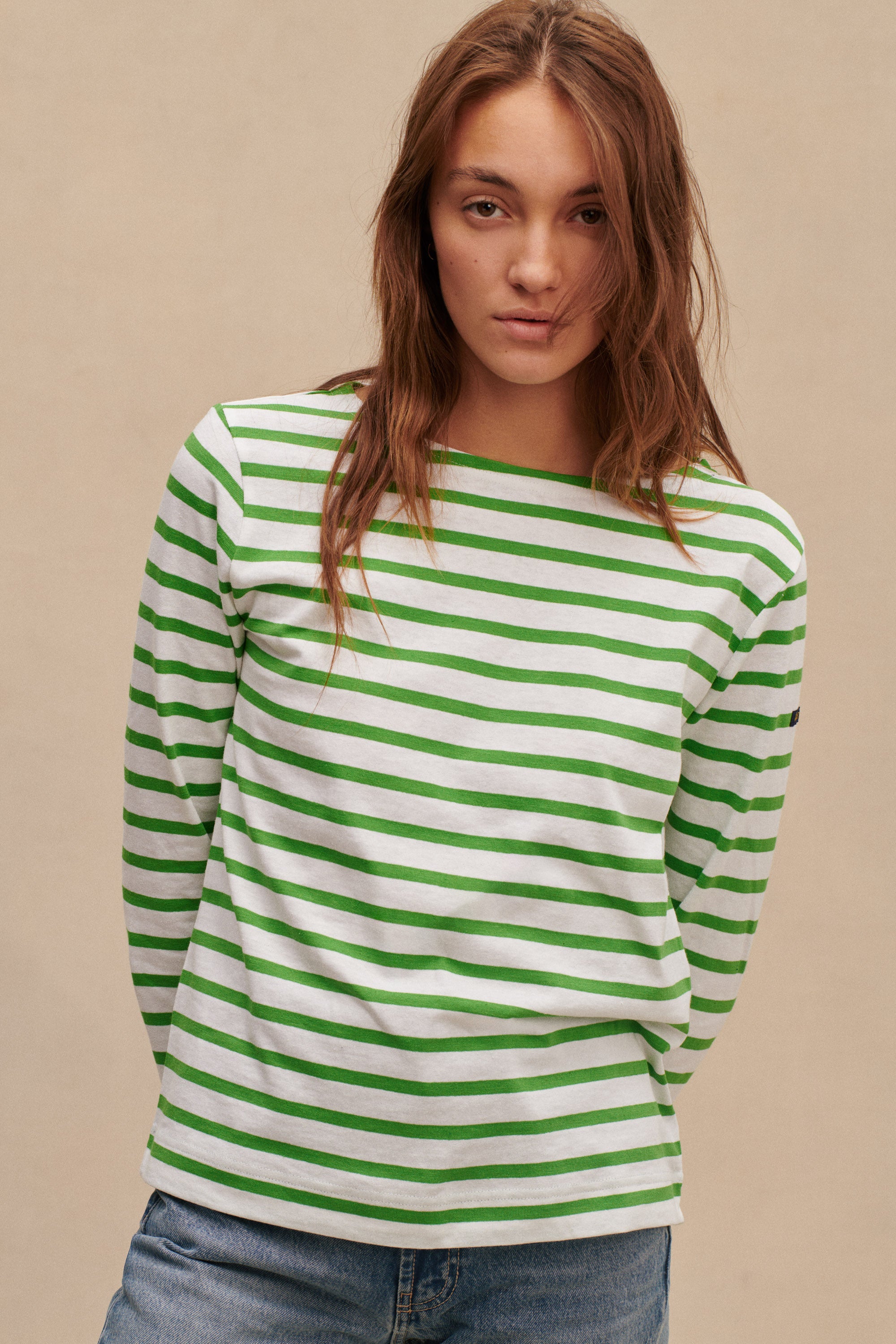 Women's sailor's shirt white and green Le Minor