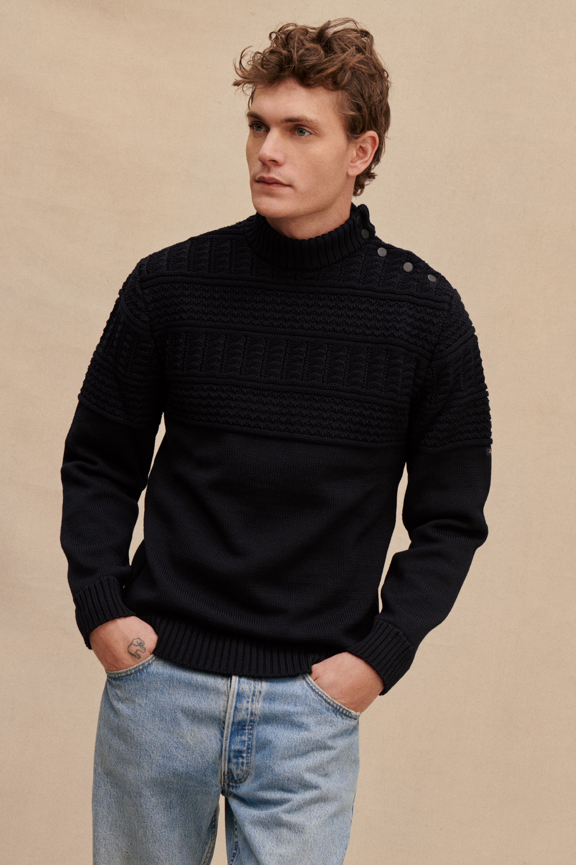 Pull Marin avec coudières pour Homme Le Minor