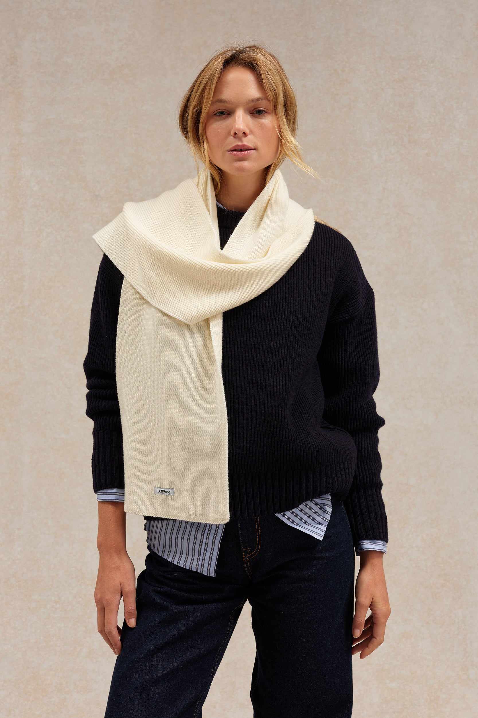 100% merino wool offwhite scarf | Le Minor