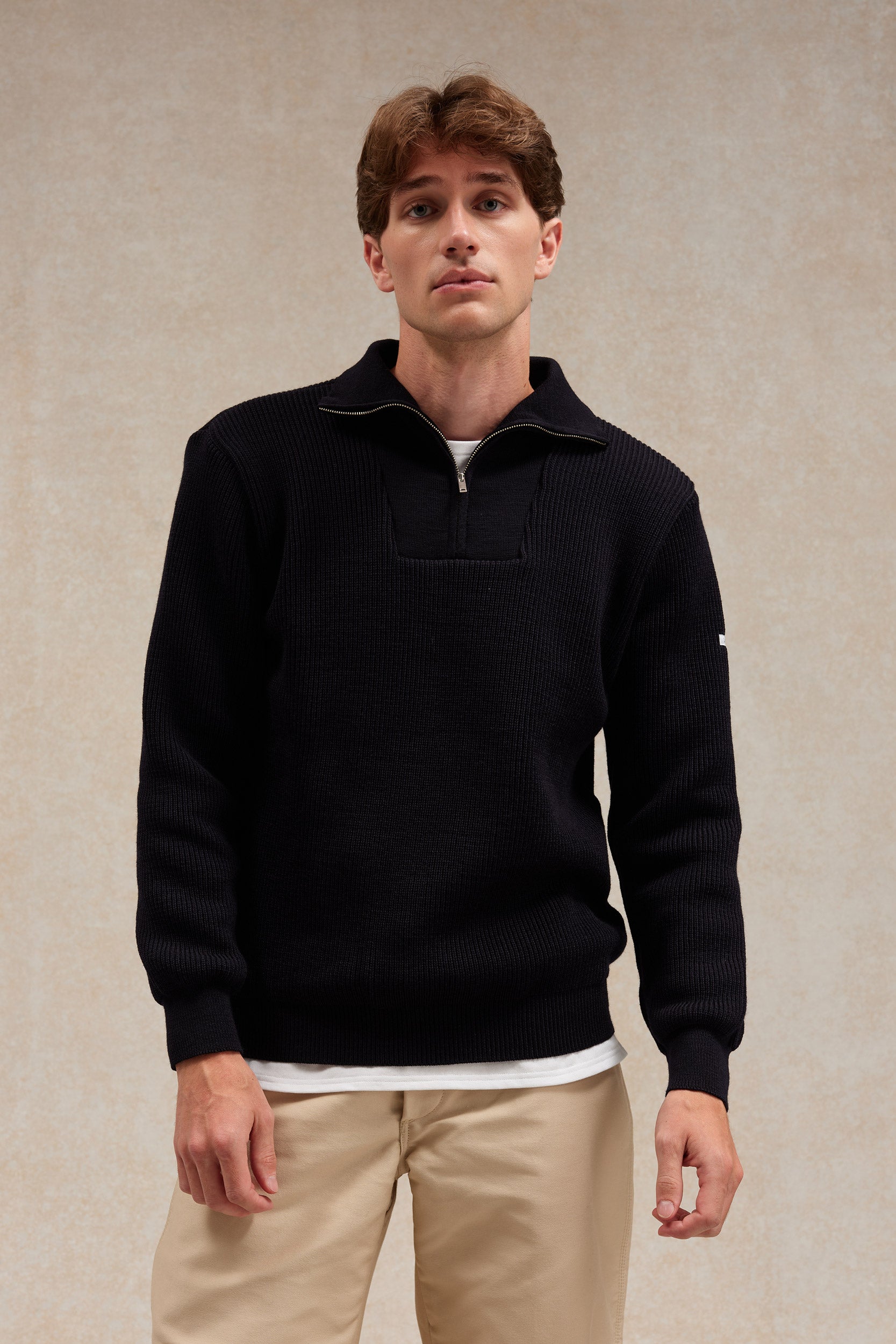 Pull camionneur bleu marine pour homme en laine vierge Le Minor