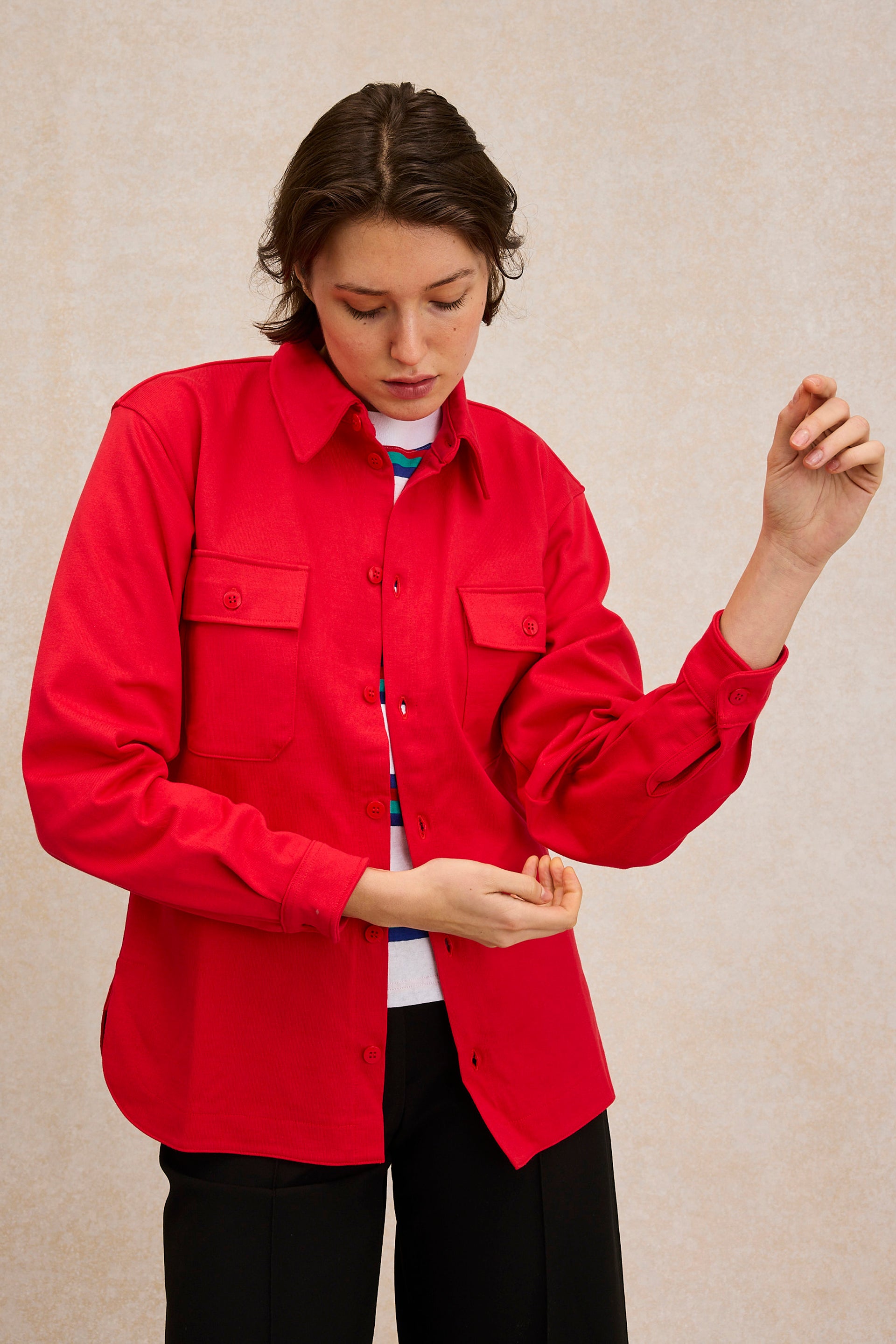red dress shirt Women's 100% cotton overshirt art history SHEIN Lady Holiday Dresses Cut in a classic Size:12 AUS