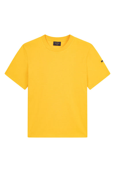 T-shirt manches courtes en mélange lin jaune clair homme