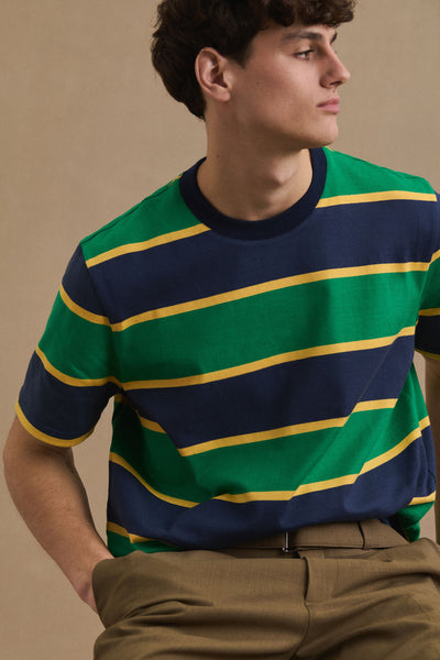 Andy green and yellow striped t-shirt