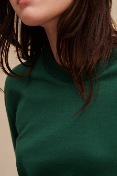 Women's dark green long-sleeved T-shirt