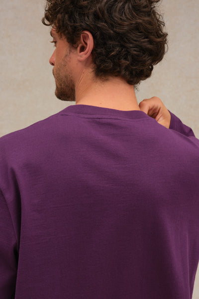 Men's plum long-sleeved T-shirt