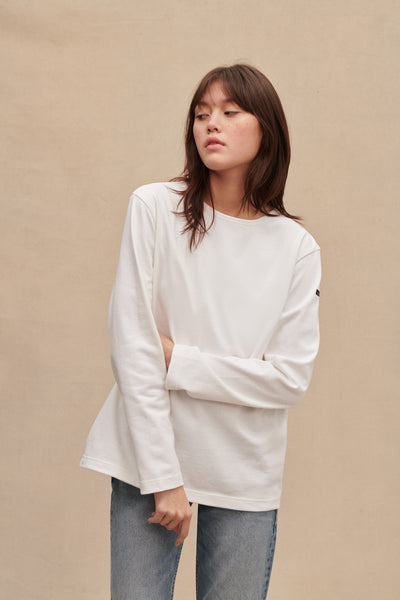 Women's thick white long-sleeved T-shirt