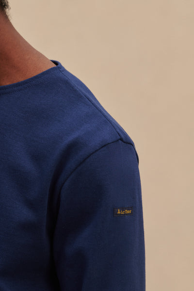 Men's navy long-sleeved thick T-shirt