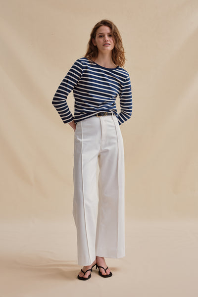 Berthe navy blue and ecru sailor shirt for women