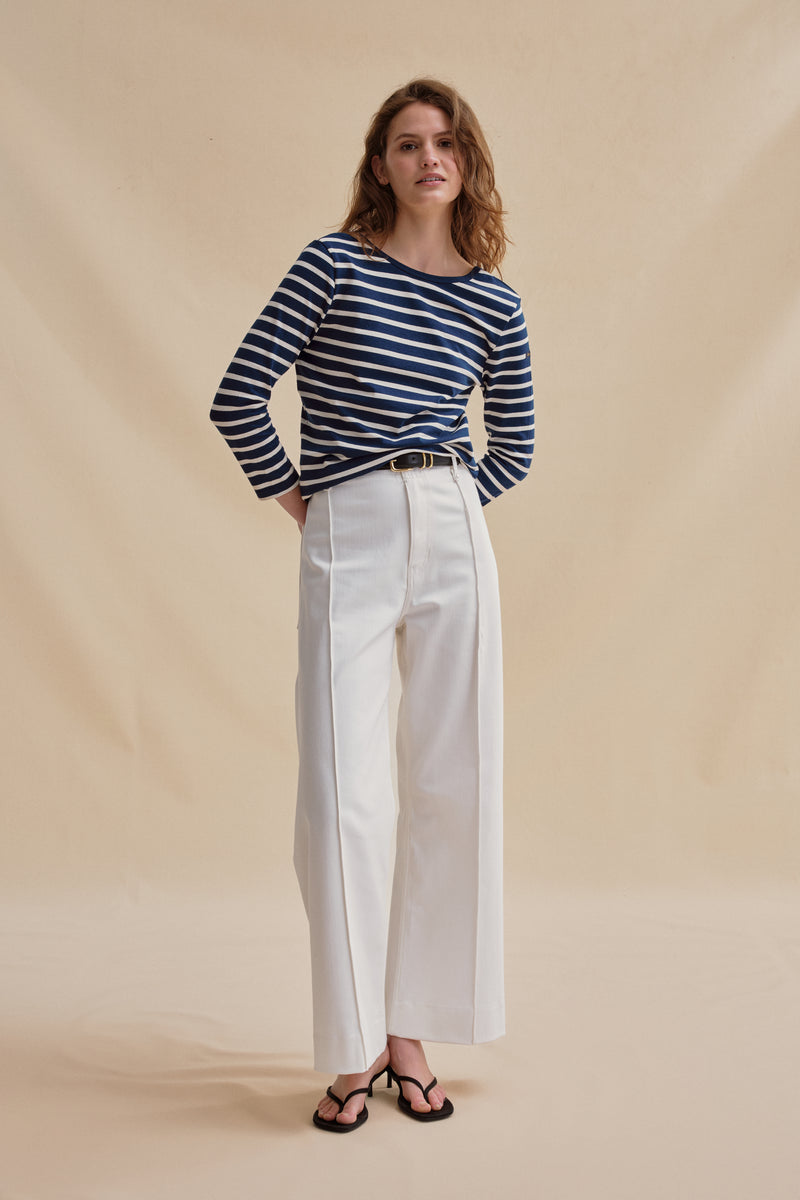 Berthe navy blue and ecru sailor shirt for women