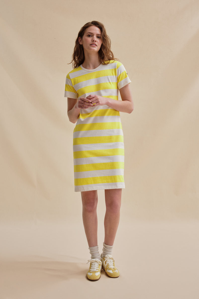 Robe Françoise écru et jaune