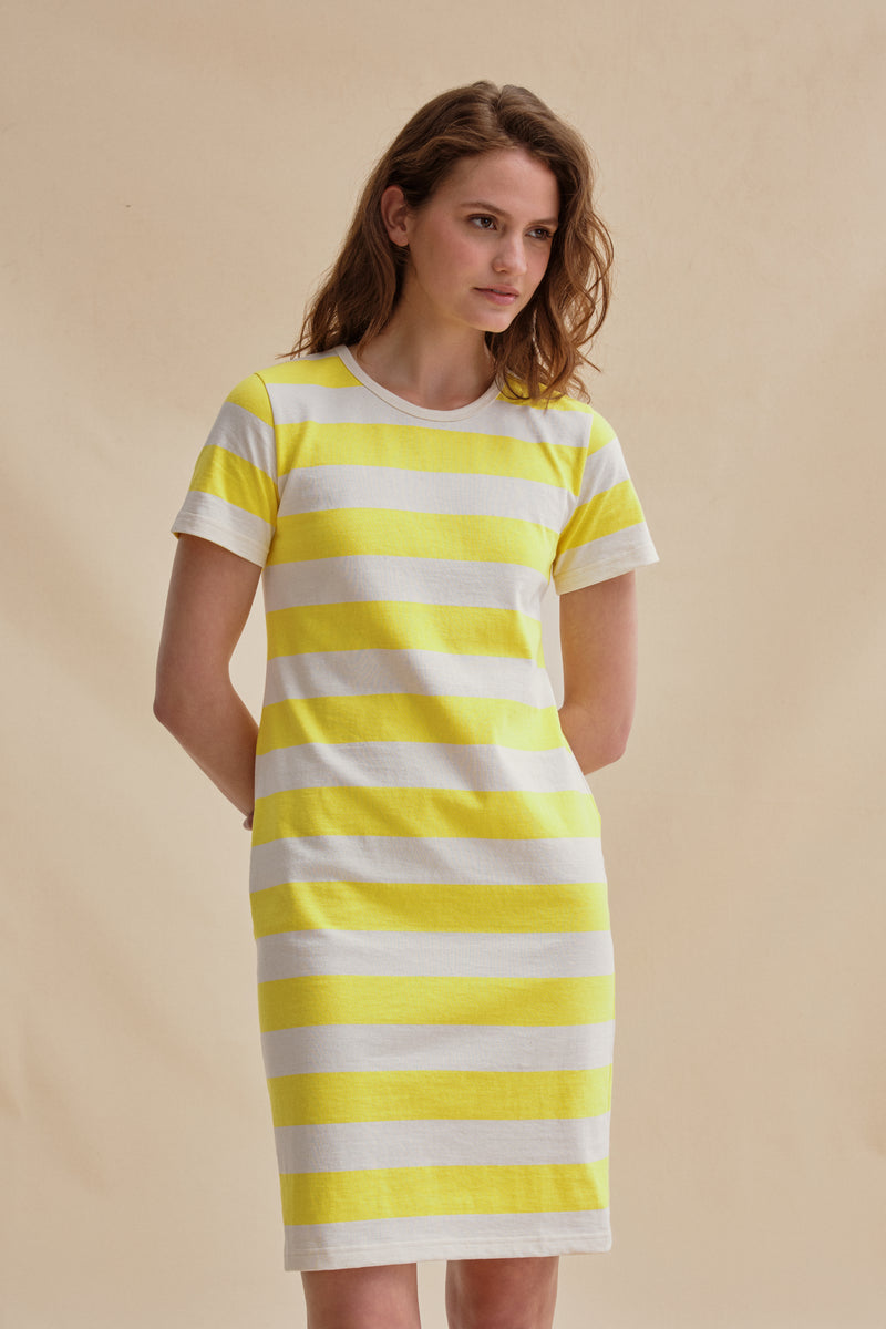 Robe Françoise écru et jaune