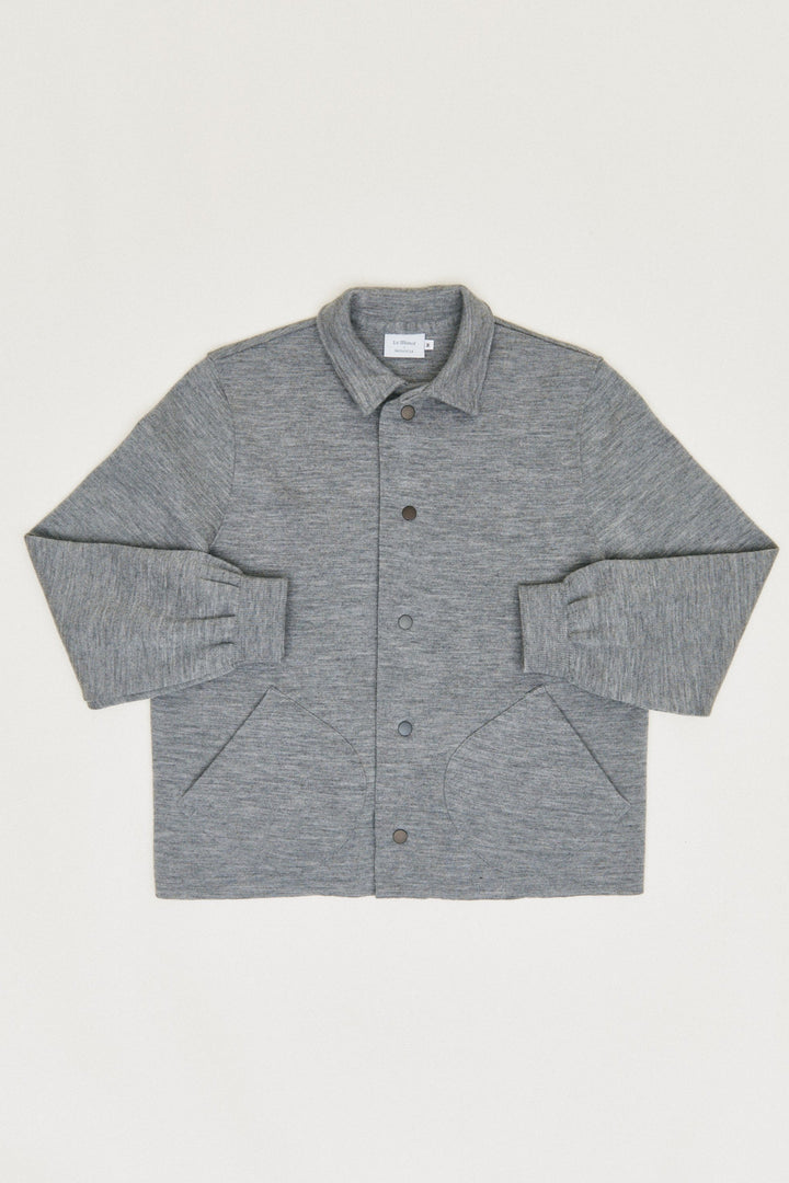 Light grey wool snap jacket in Milano knit - Le Minor x Monocle