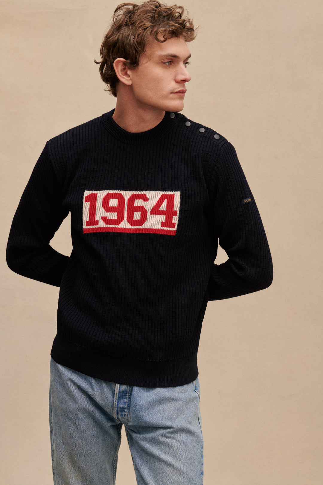 Pull Marin Noir Et Or - Marque Miss Jolia - Taille S/M (équivalent L) - Occasion Très Bon État