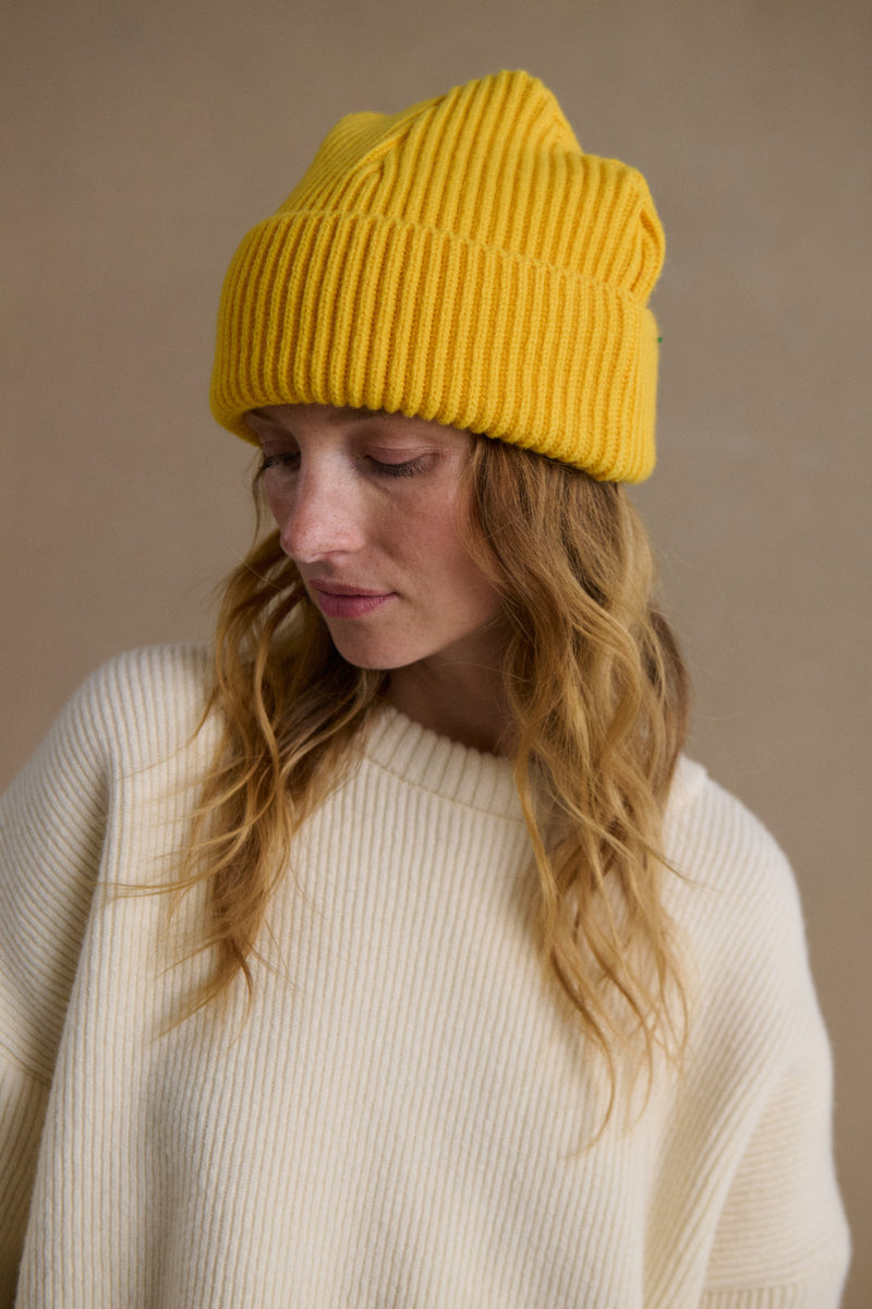 Bonnet extra doux mixte jaune