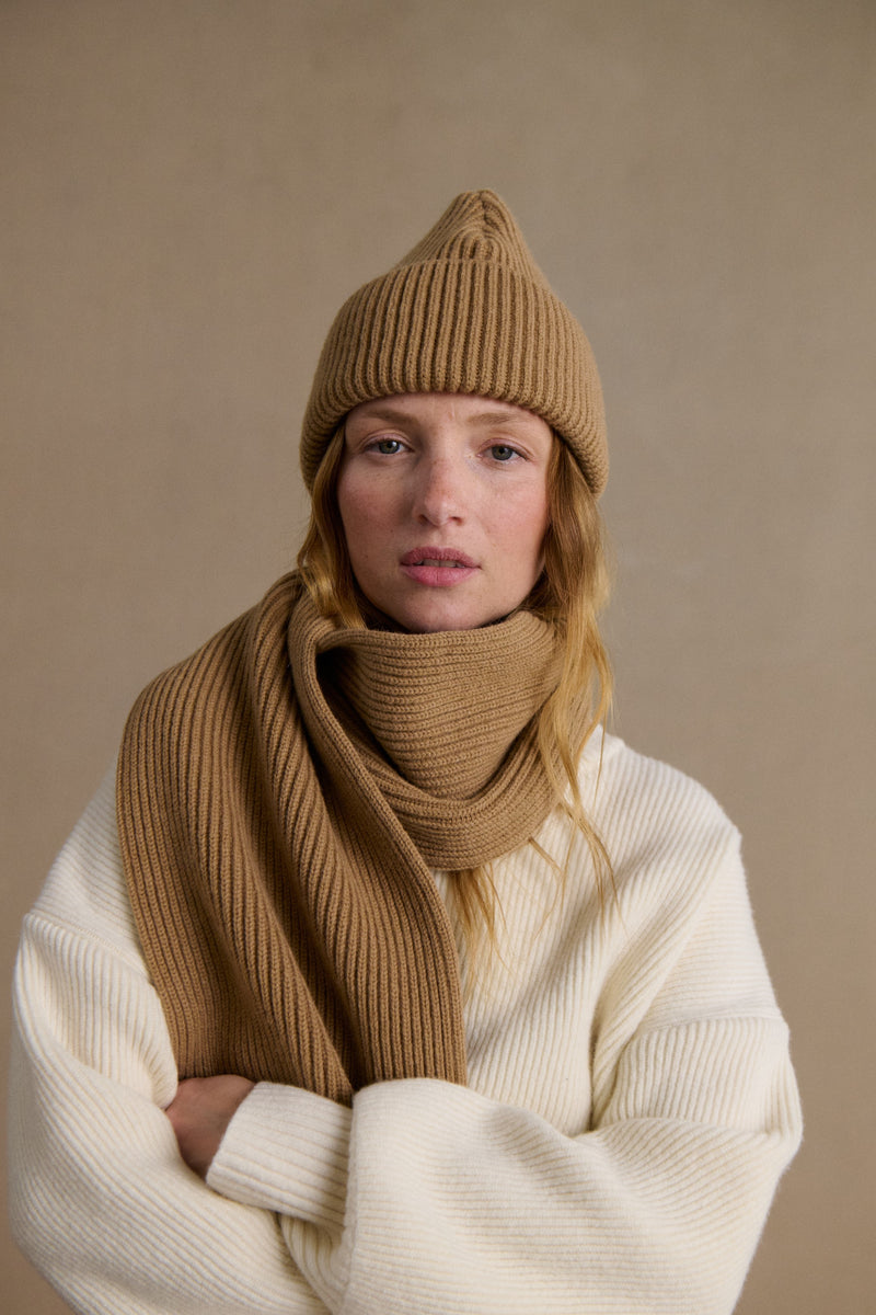 Bonnet extra doux mixte beige