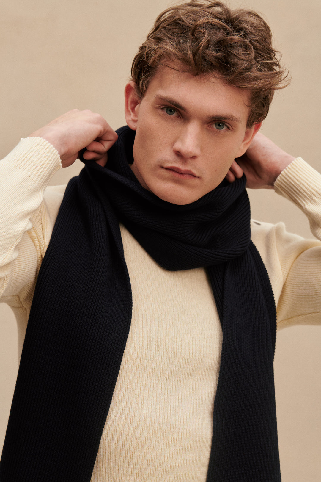 Black Scarf Merino Wool Scarf Mens Woolen Scarf Merino Prins Black