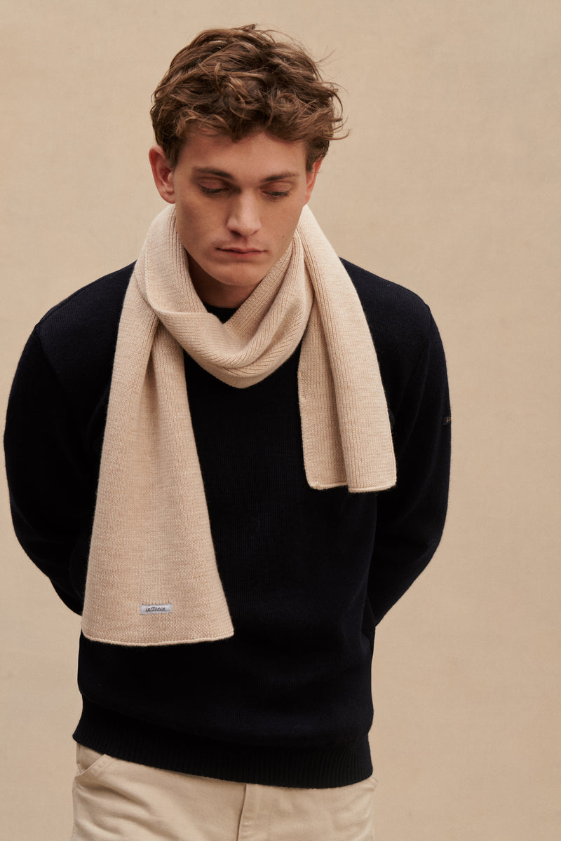 100% merino wool beige scarf Le Minor