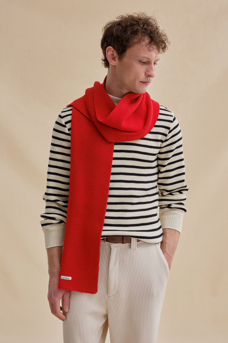 100% merino wool red scarf