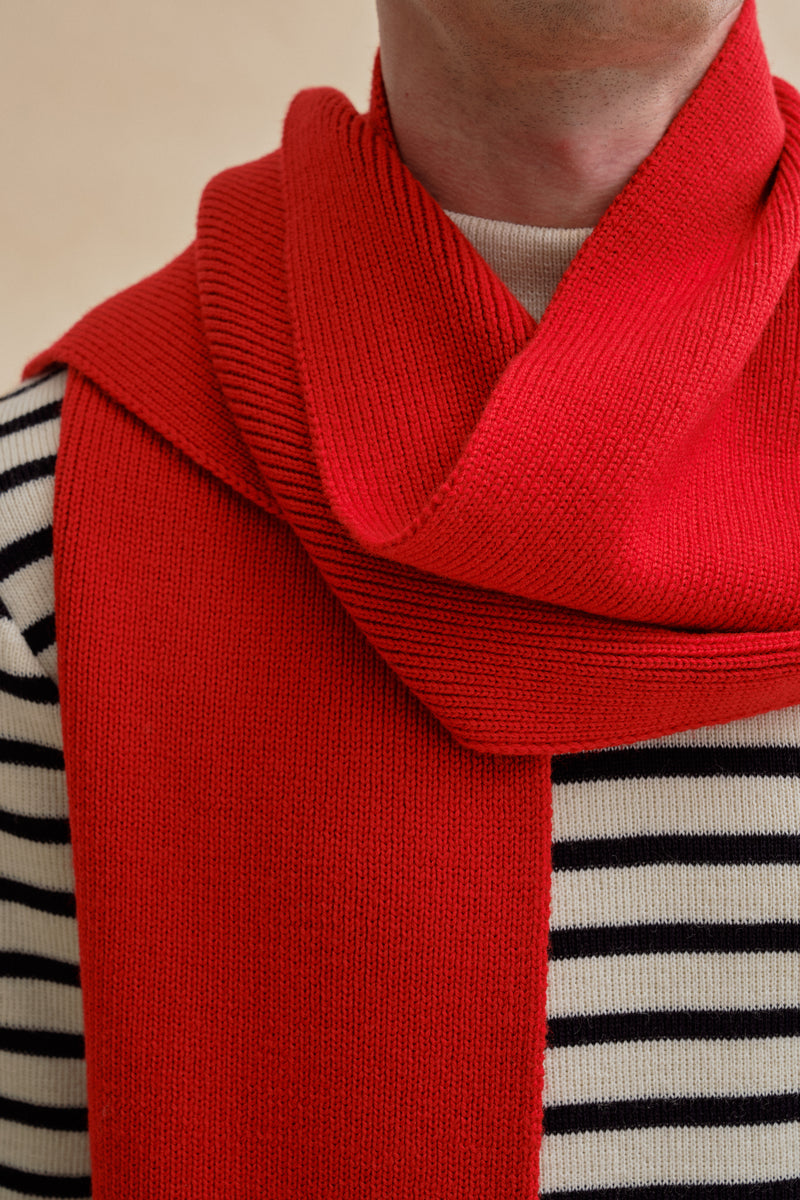 100% merino wool red scarf