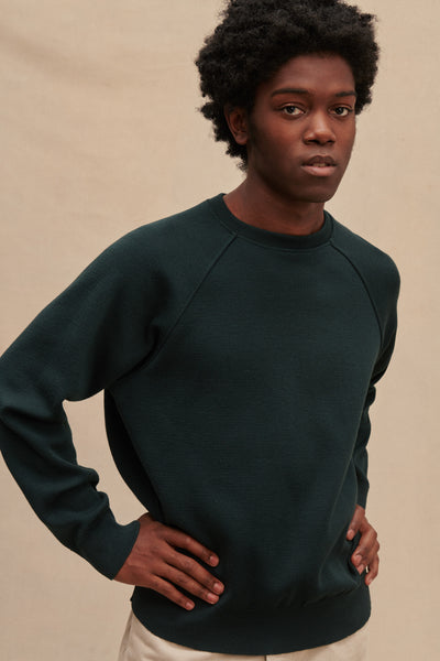 Men's milano green merino wool crew neck sweater