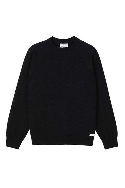 Men's black milano crew neck sweater in merino wool