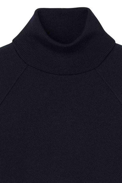 Men's navy merino wool funnel neck sweater