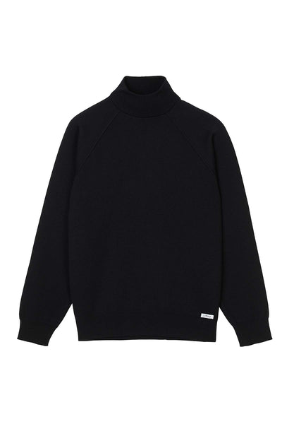 Men's black milano merino wool funnel neck sweater