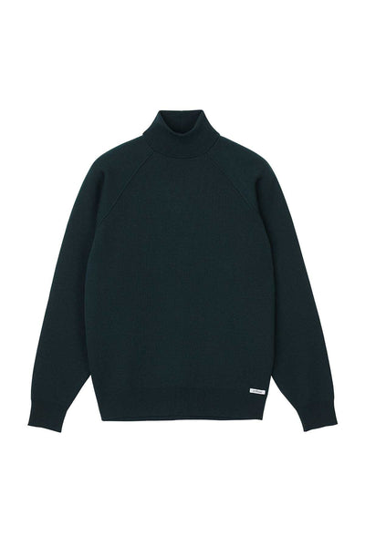 Men's green merino wool funnel neck sweater