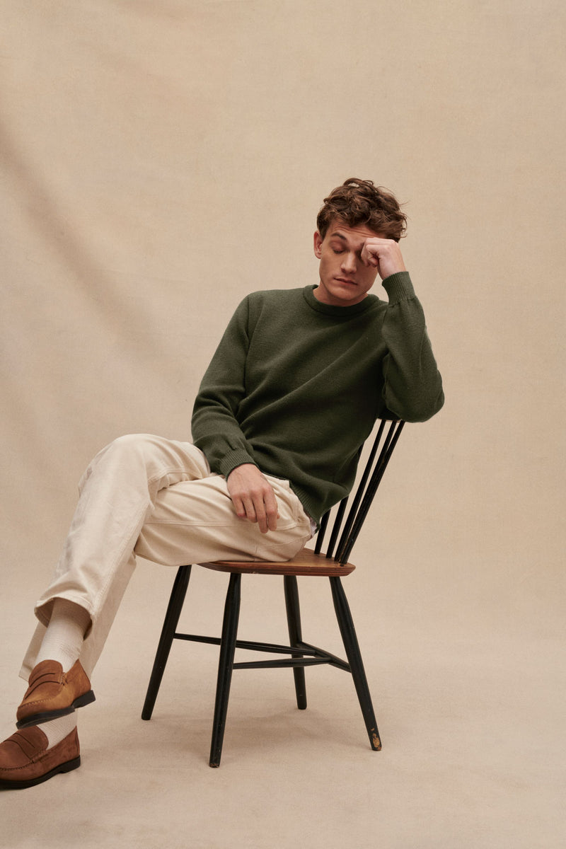 Pullover col rond olive - Le Minor x Monocle