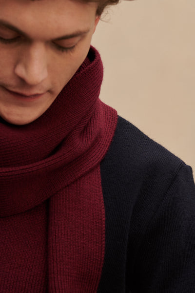 100% merino wool burgundy scarf