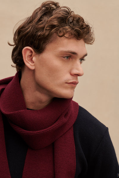 100% merino wool burgundy scarf