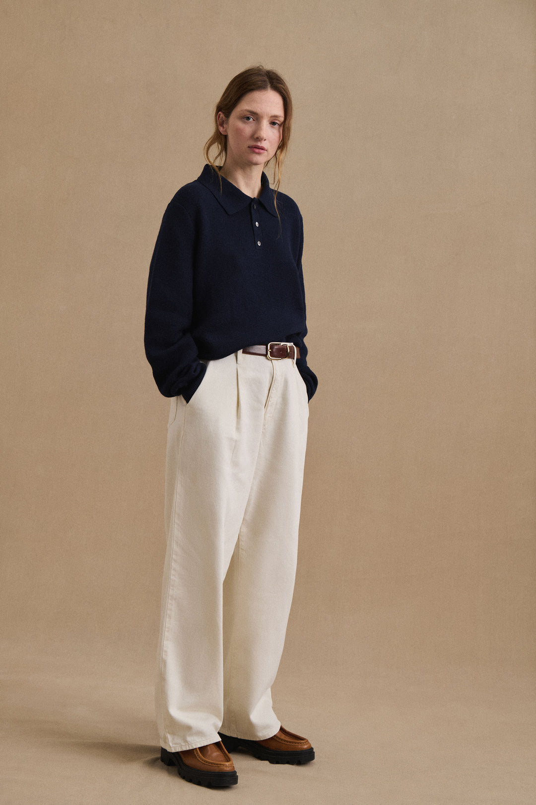 トップス le minor POLO Polo Ange en laine mérinos écru pour homme | Le Minor