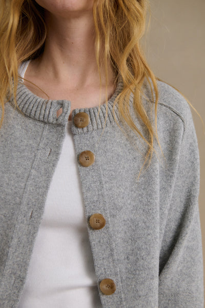 Women's light grey merino wool cardigan