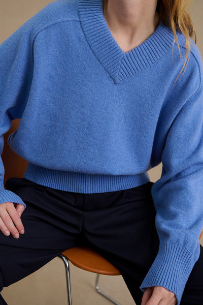 Women's periwinkle blue V-neck sweater