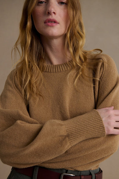 Women's beige round-neck sweater