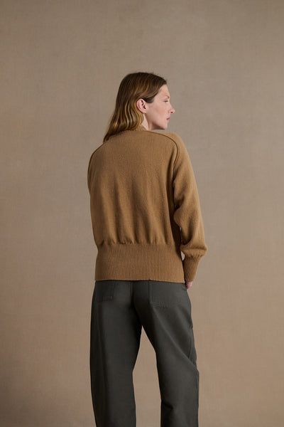 Women's beige round-neck sweater