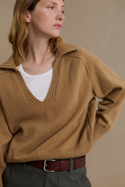 Women's beige sailor polo neck sweater