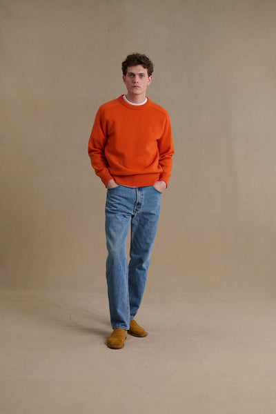 Men's orange round-neck sweater