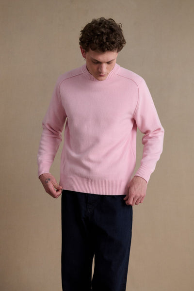 Men's light pink round-neck sweater