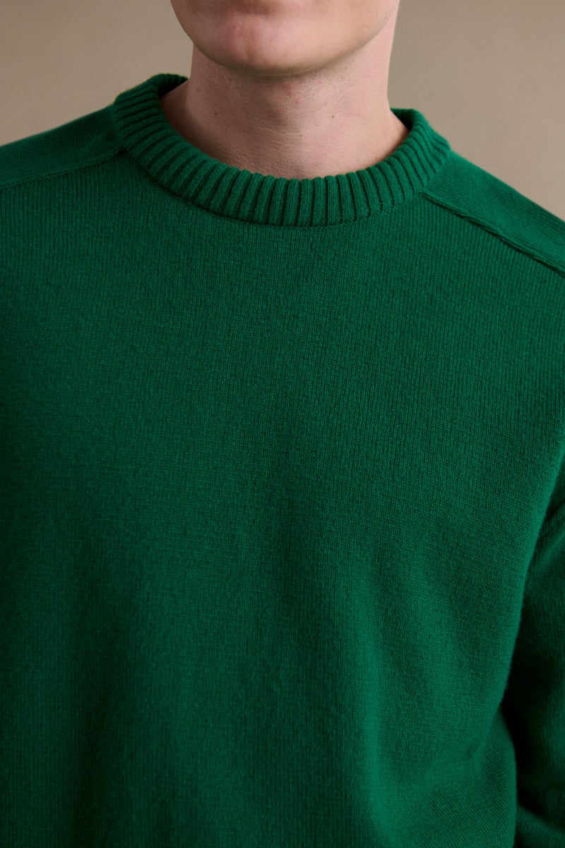 Pull homme col rond vert jungle