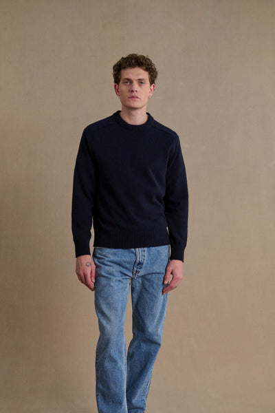 Men's navy blue round-neck sweater