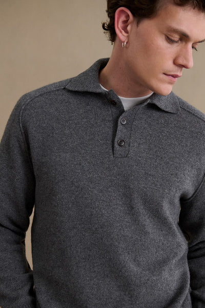 Men's dark grey polo-neck sweater