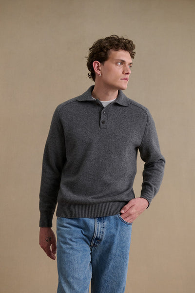 Men's dark grey polo-neck sweater