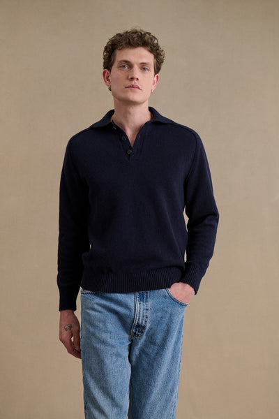 Men's navy blue polo-neck sweater