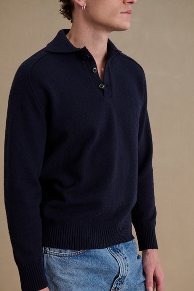 Men's navy blue polo-neck sweater