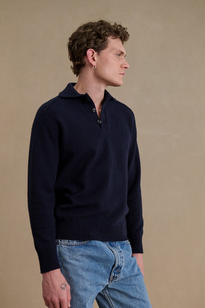 Men's navy blue polo-neck sweater