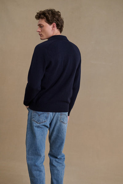 Men's navy blue polo-neck sweater