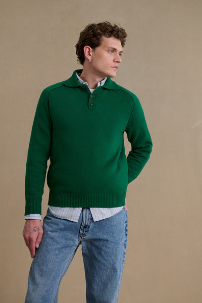 Men's jungle green polo-neck sweater